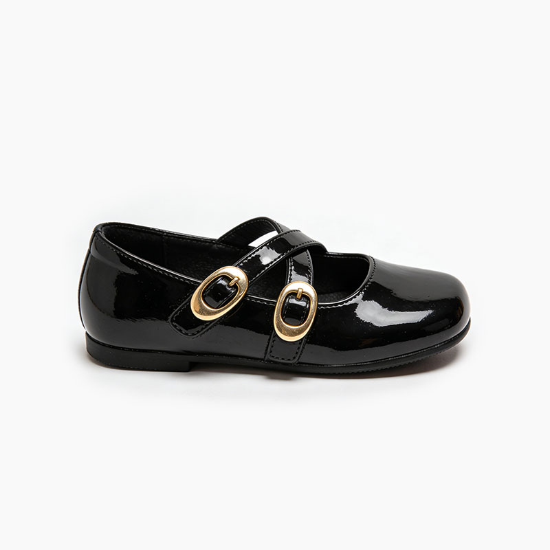 girls-shiny-double-buckle-cross-strap-flat-shoes